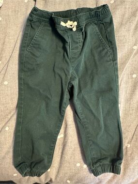 Janie and Jack Dark Green Kids Jogger Pants with Drawstring